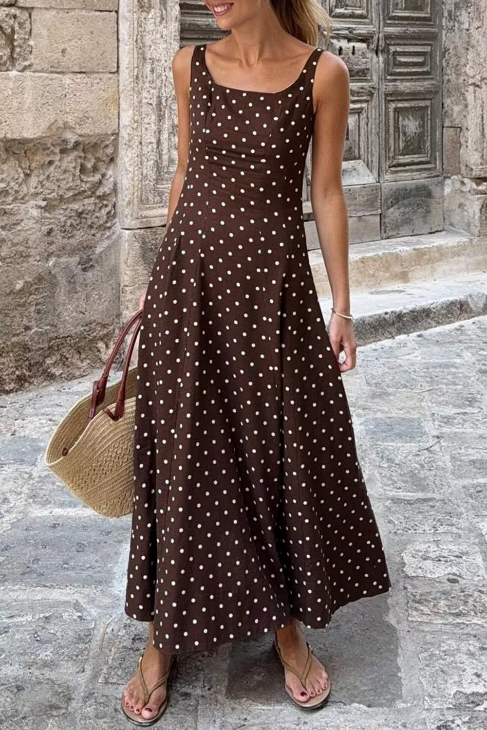 Robe longue Zoé à pois – photo produit 1