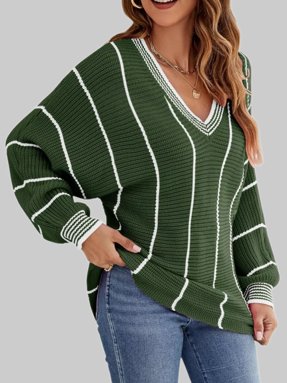 Pull Myztery rayé col V – photo produit 8