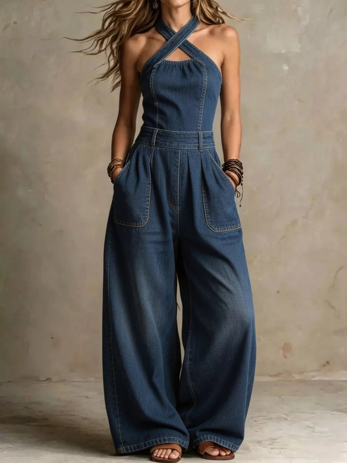 Combinaison en jean Maya grande taille – photo produit 1