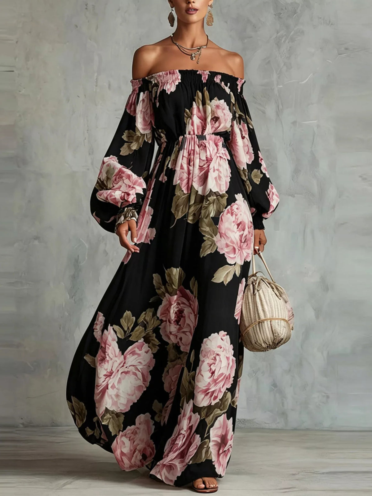Robe longue Jade fleurie – photo produit 5