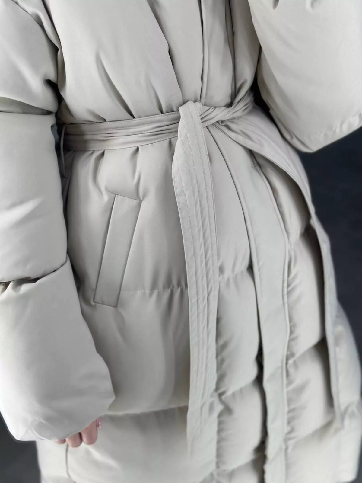 Manteau Évanie – long matelassé ceinturé – photo produit 10