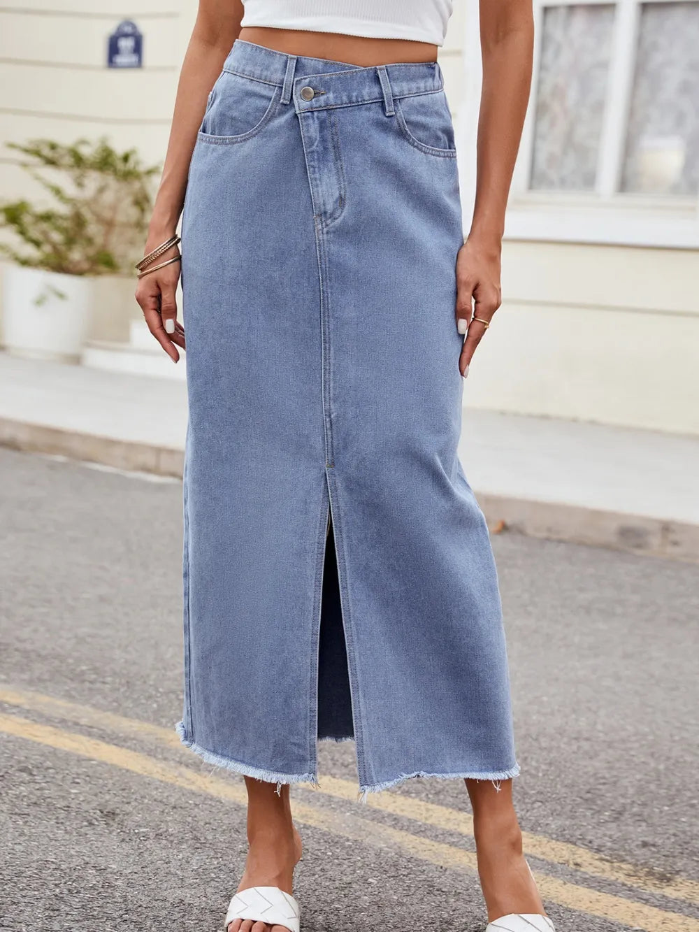 Jupe Carla en jean asymétrique – photo produit 1