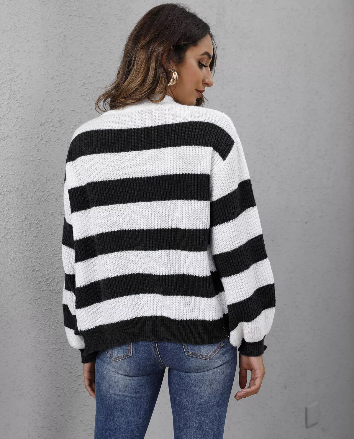 Gilet Théana – rayé boutonné manches longues – photo produit 4