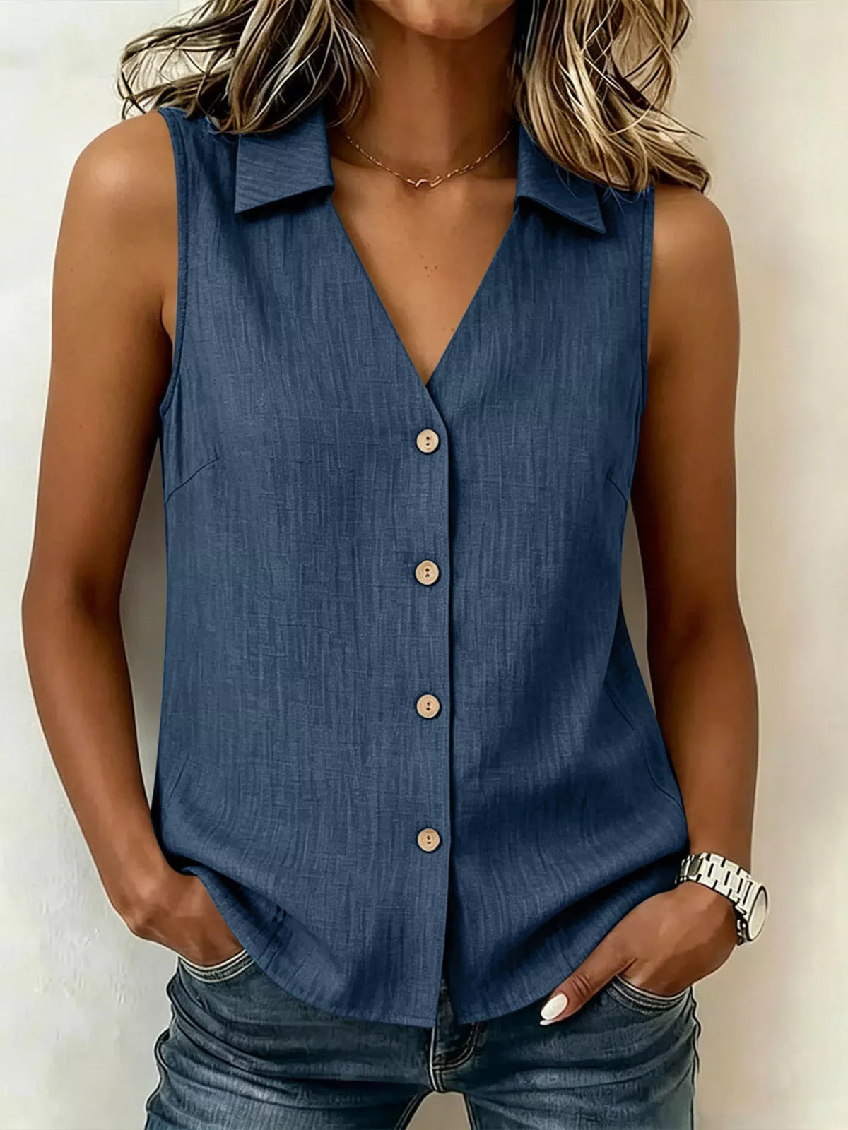 Top – Amalia boutonné col grande taille – photo produit 1