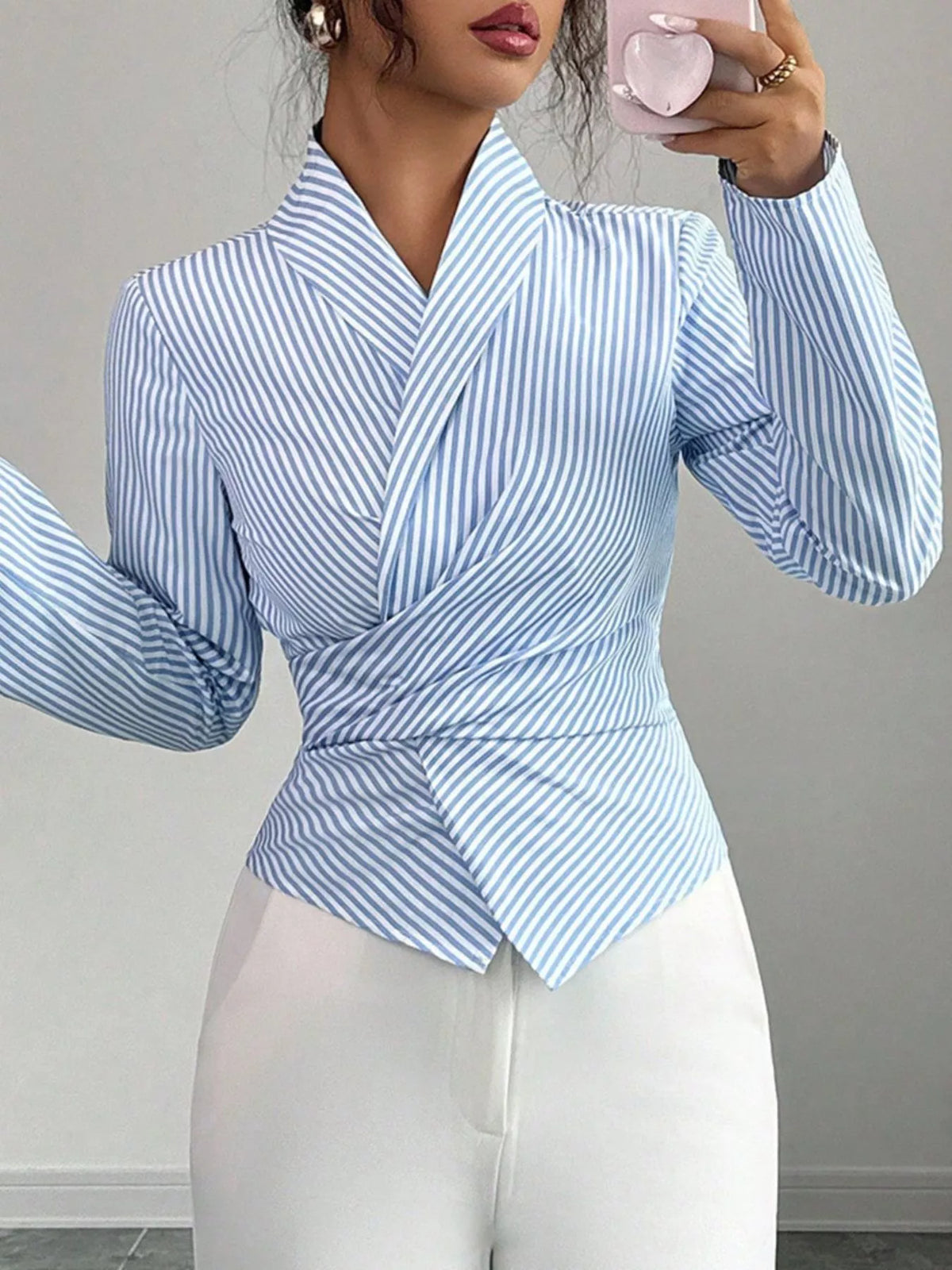 Blouse Romy rayée cache-cœur – photo produit 3