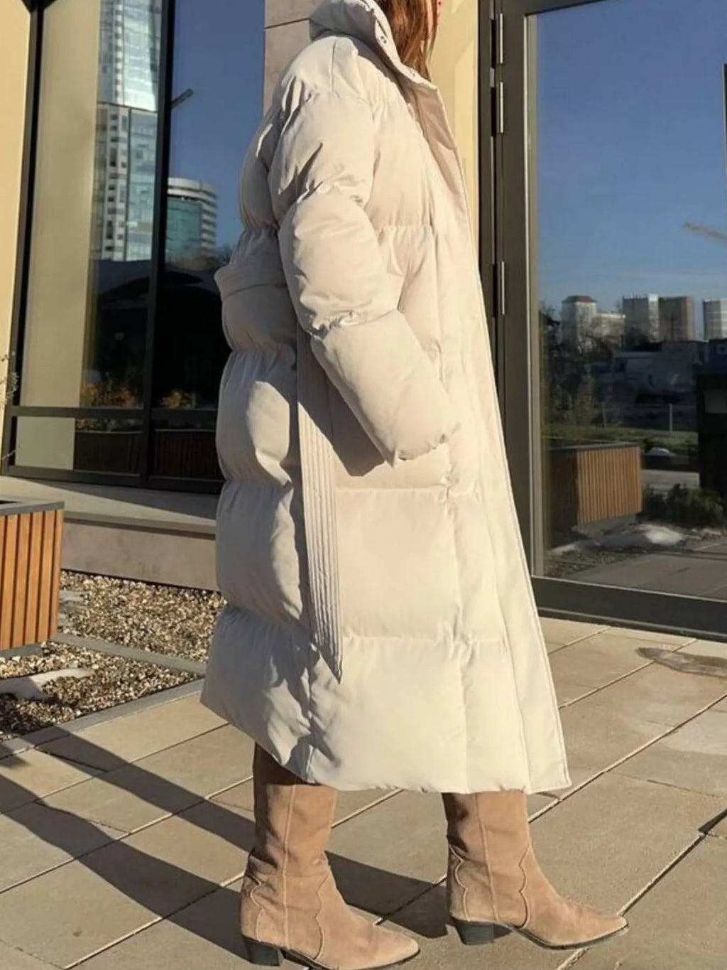 Manteau Évanie – long matelassé ceinturé – photo produit 3