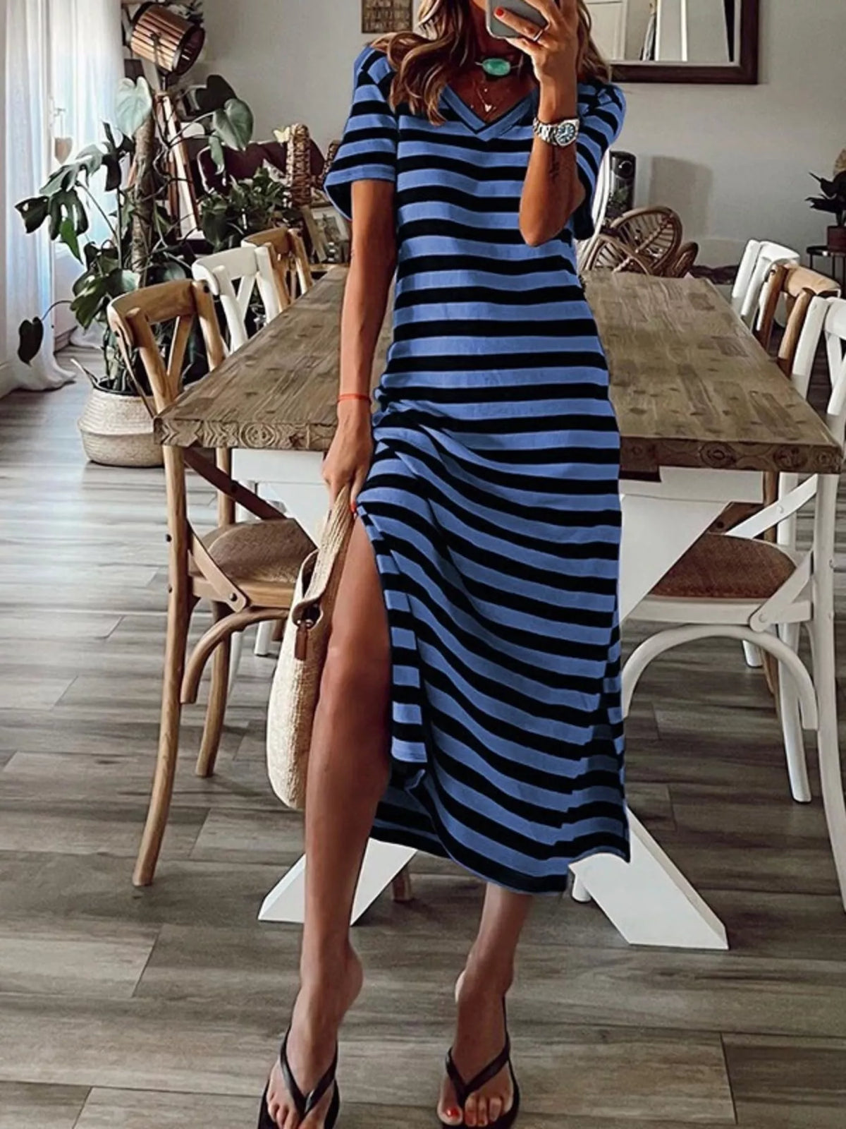 Robe midi Camille rayée – photo produit 1