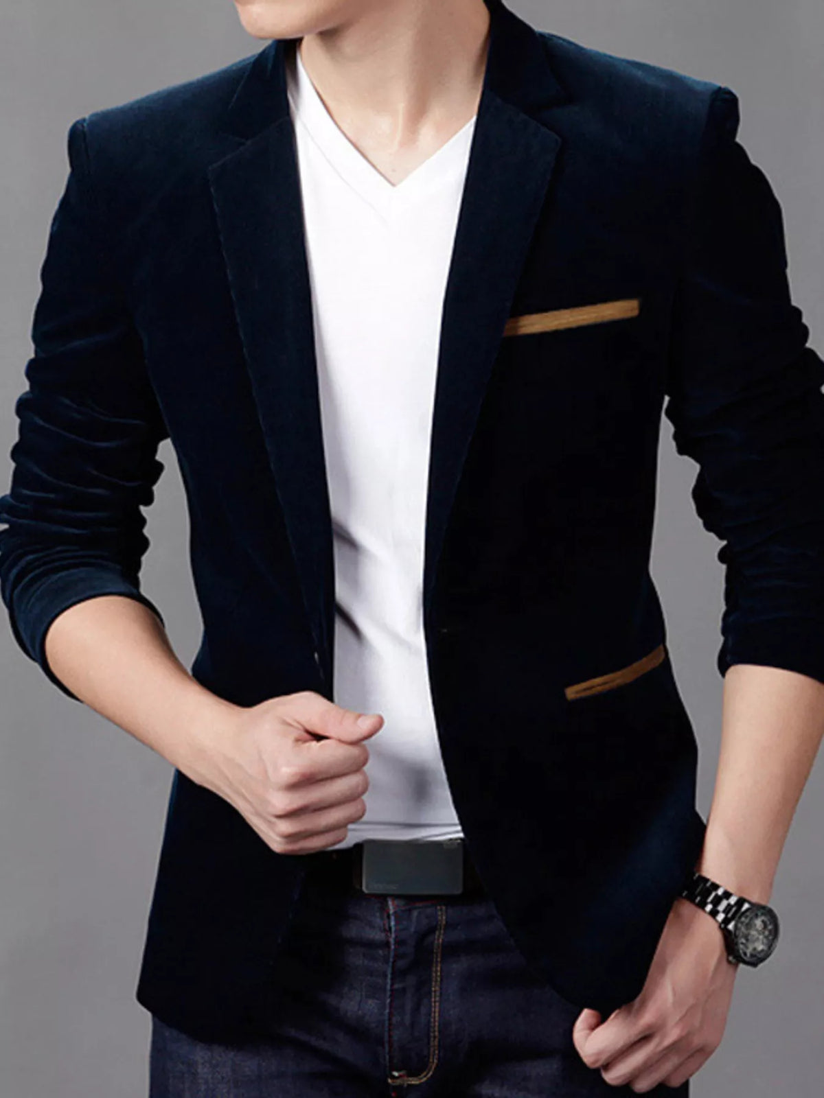 Blazer Ezio homme en velours grande taille – photo produit 4
