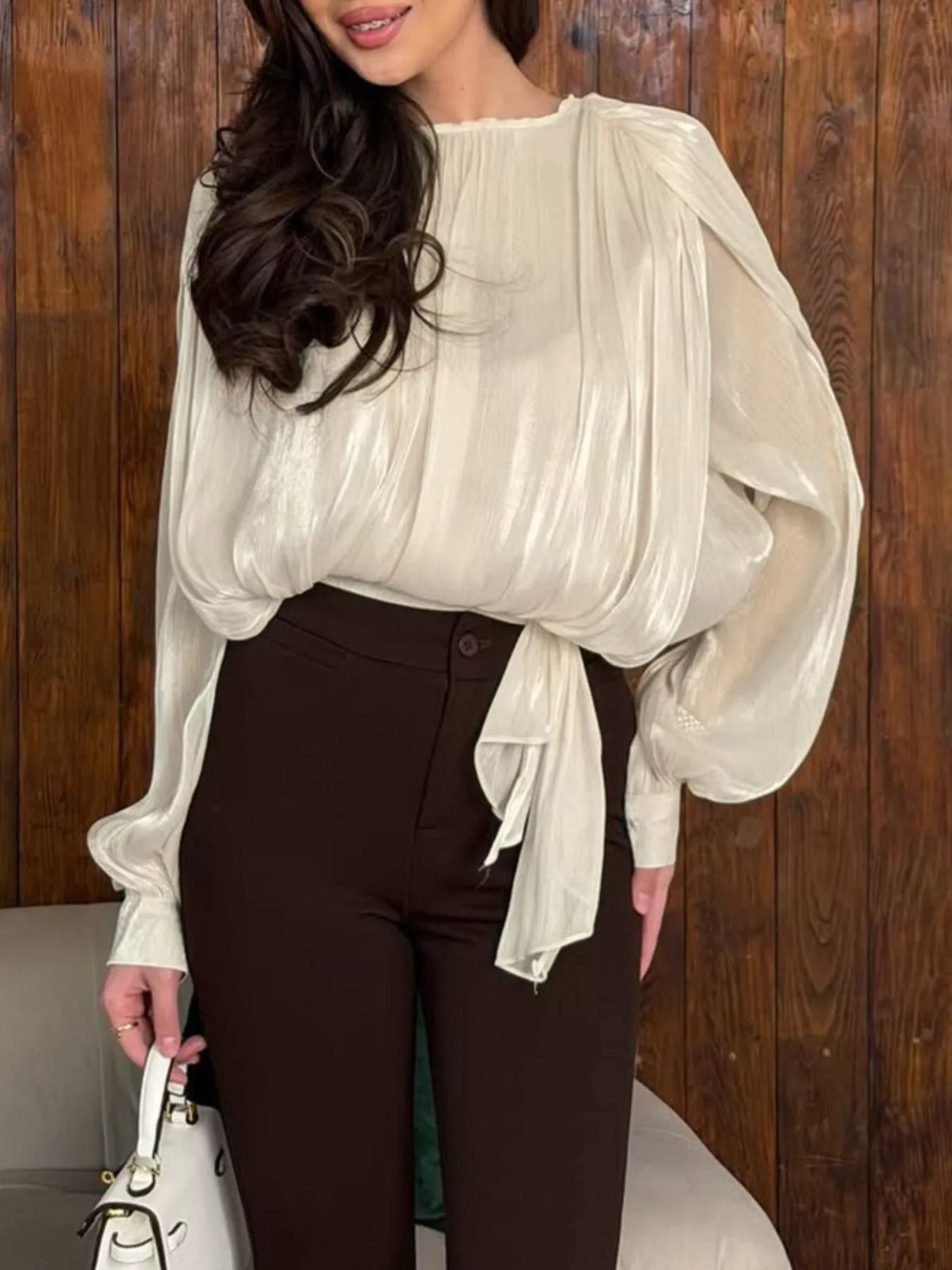 Blouse Zéphira – manches longues à nœud – photo produit 6