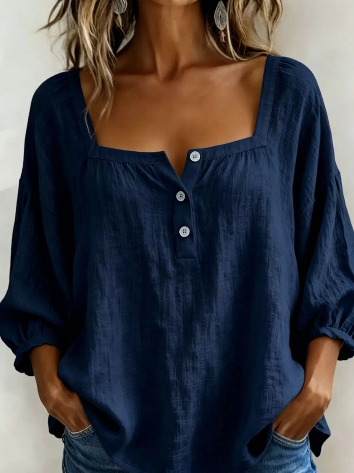 Blouse Mila col carré grande taille – photo produit 5