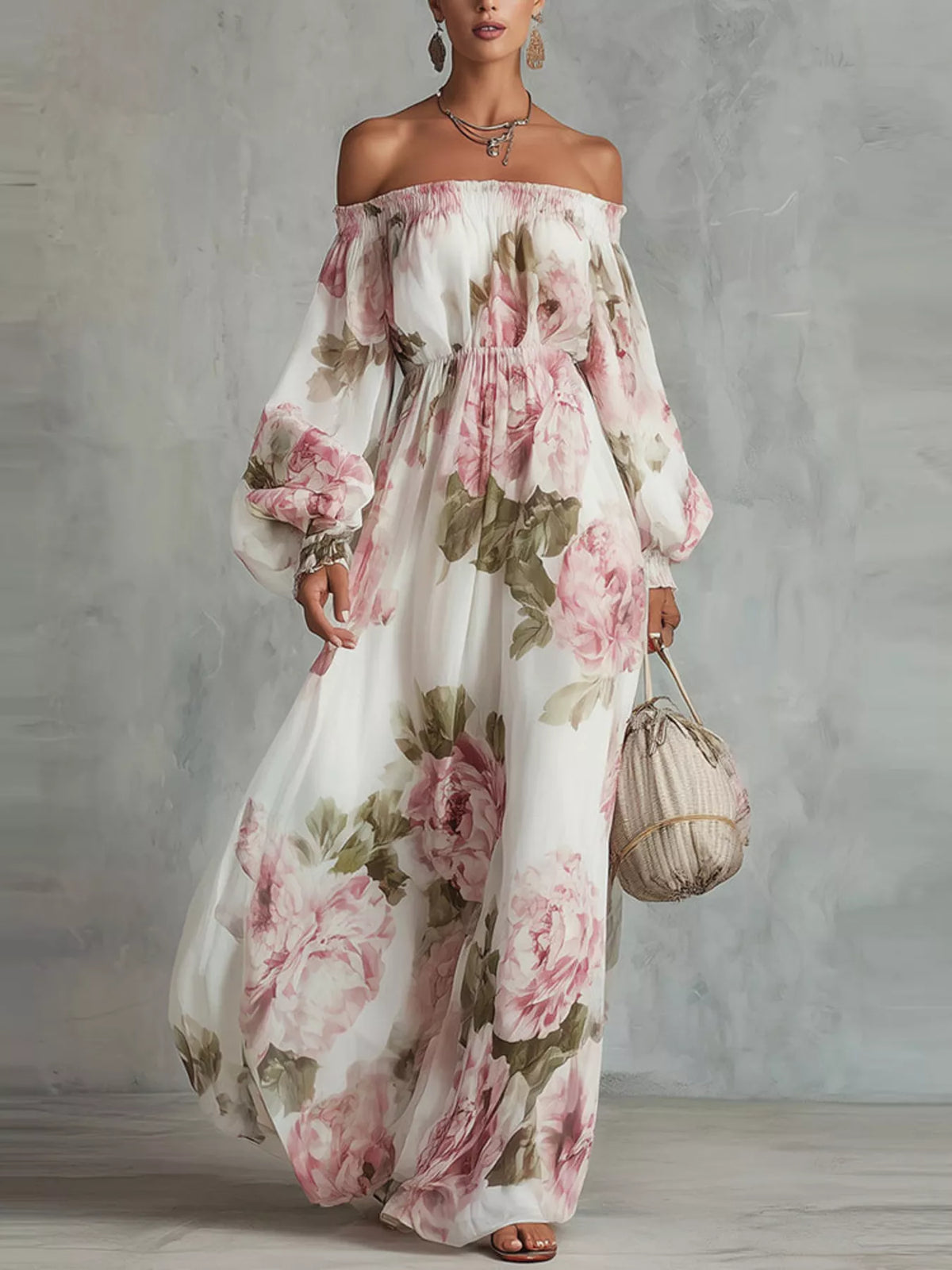 Robe longue Jade fleurie – photo produit 1