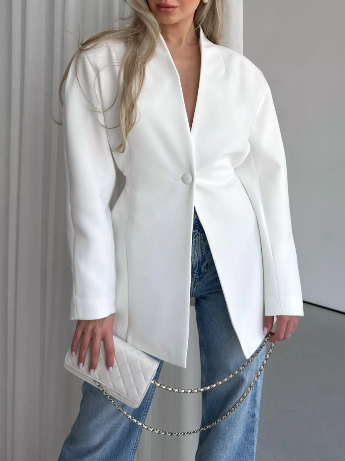 Blazer Adélise – un bouton manches longues – photo produit 4
