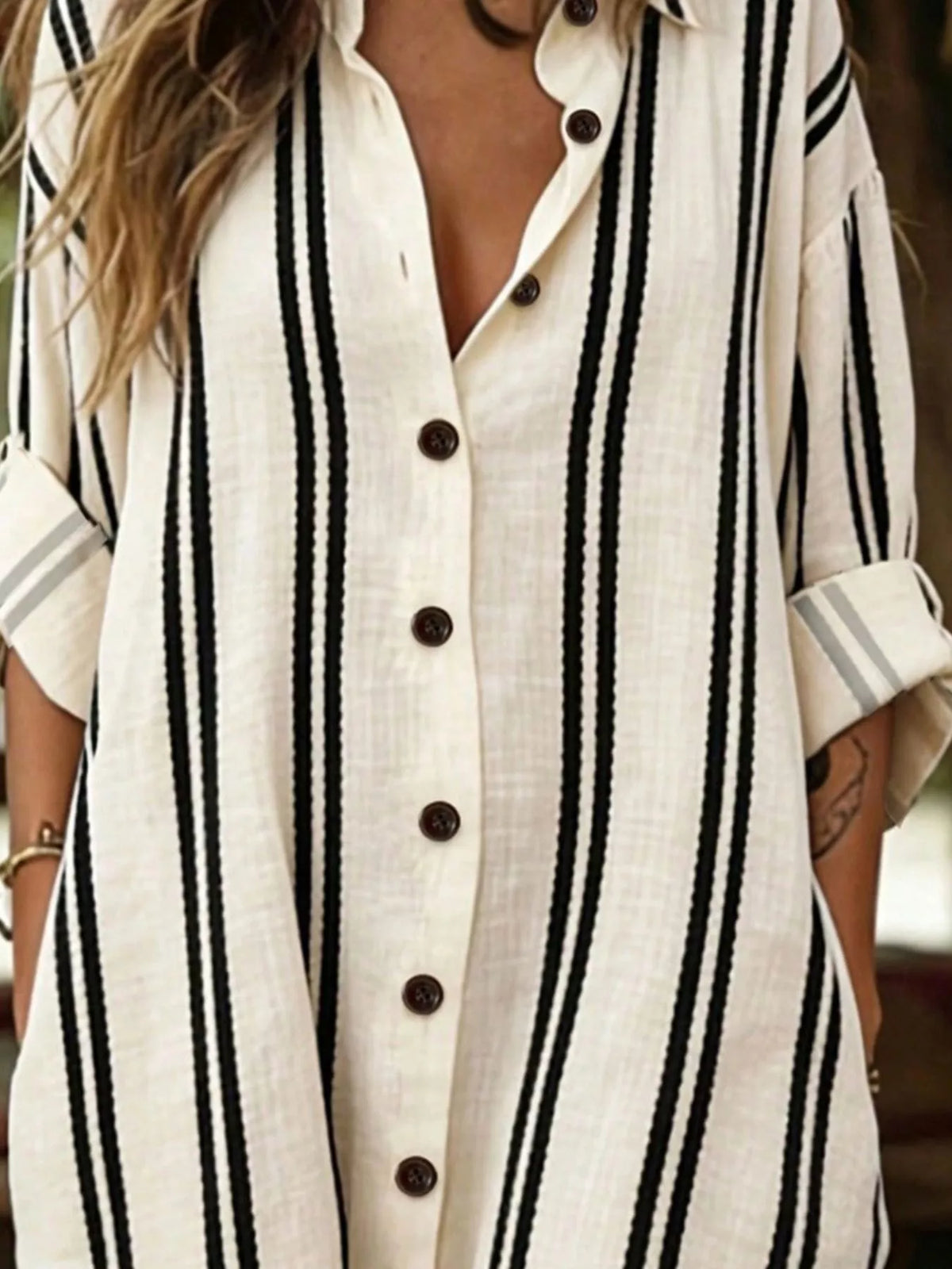 Robe chemise Solène rayée – photo produit 2