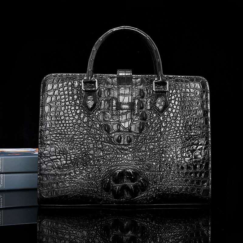 Sac ordinateur Don John en crocodile noir – photo produit 2