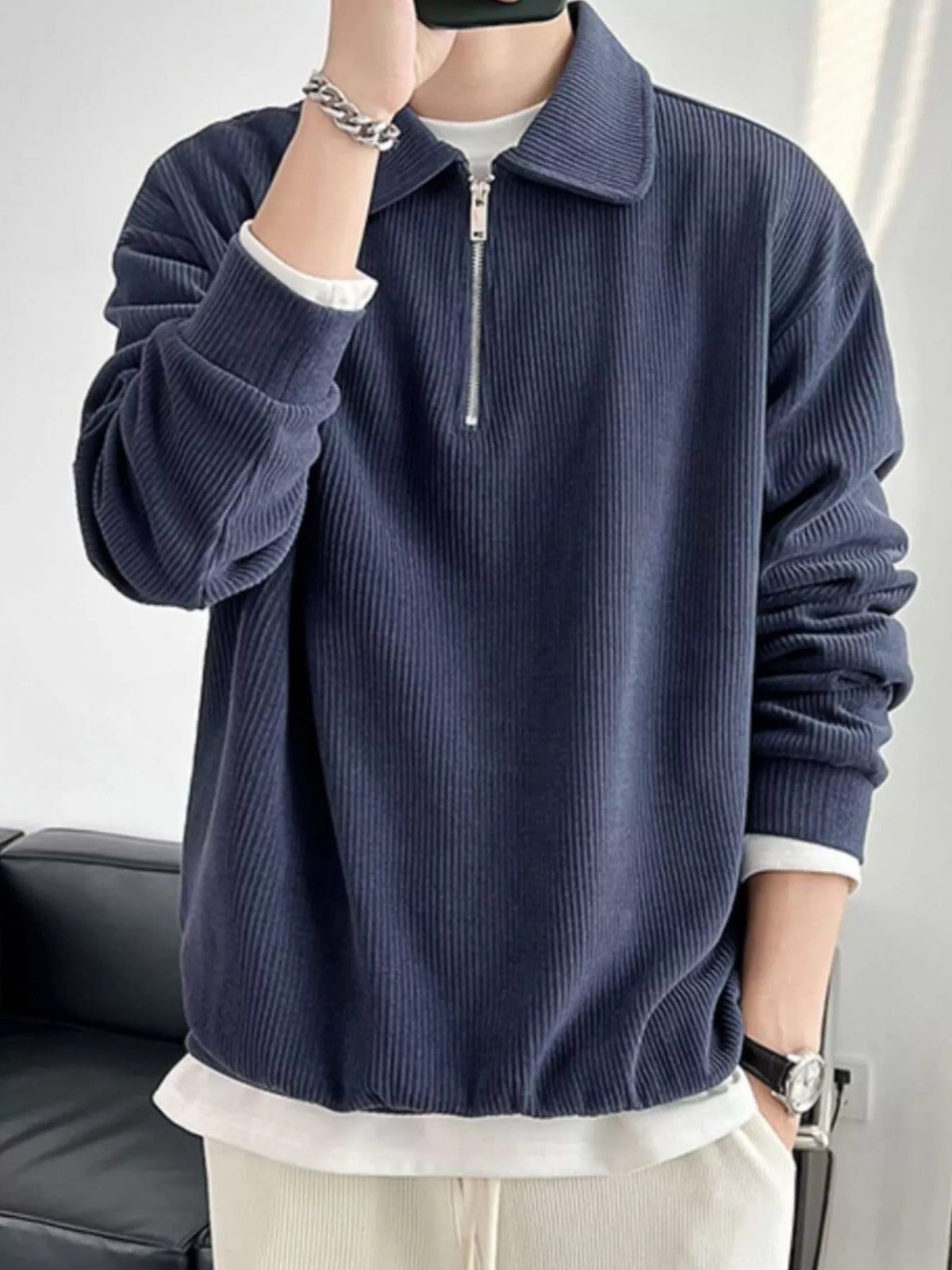 Polo homme Adem en velours côtelé – photo produit 2