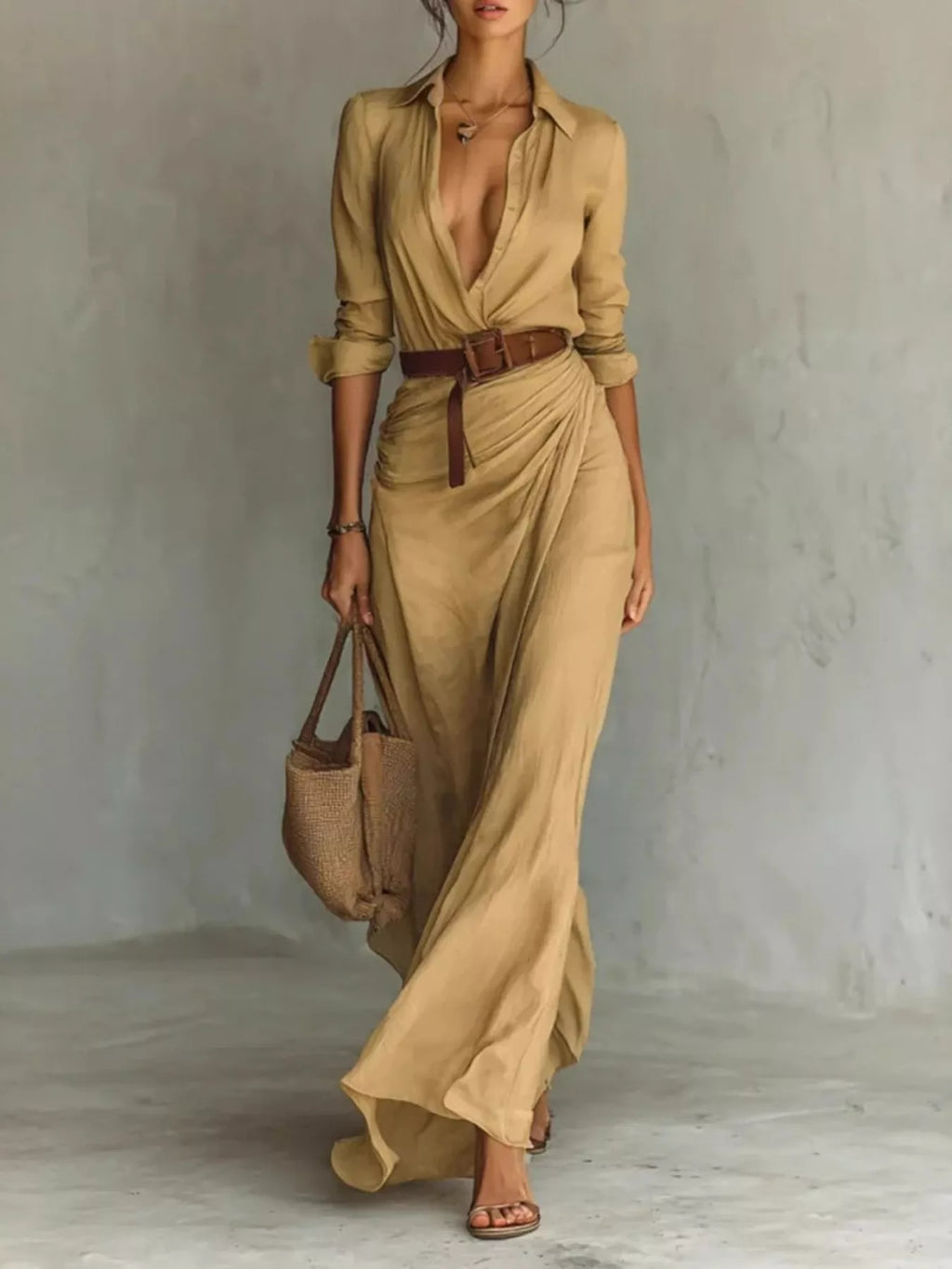 Robe longue Pli drapée grande taille – photo produit 1