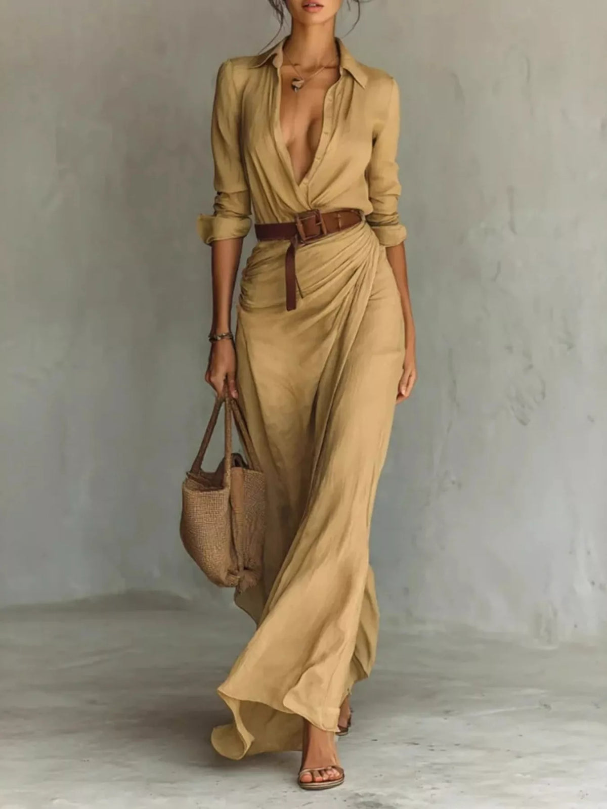 Robe longue Pli drapée grande taille – photo produit 1