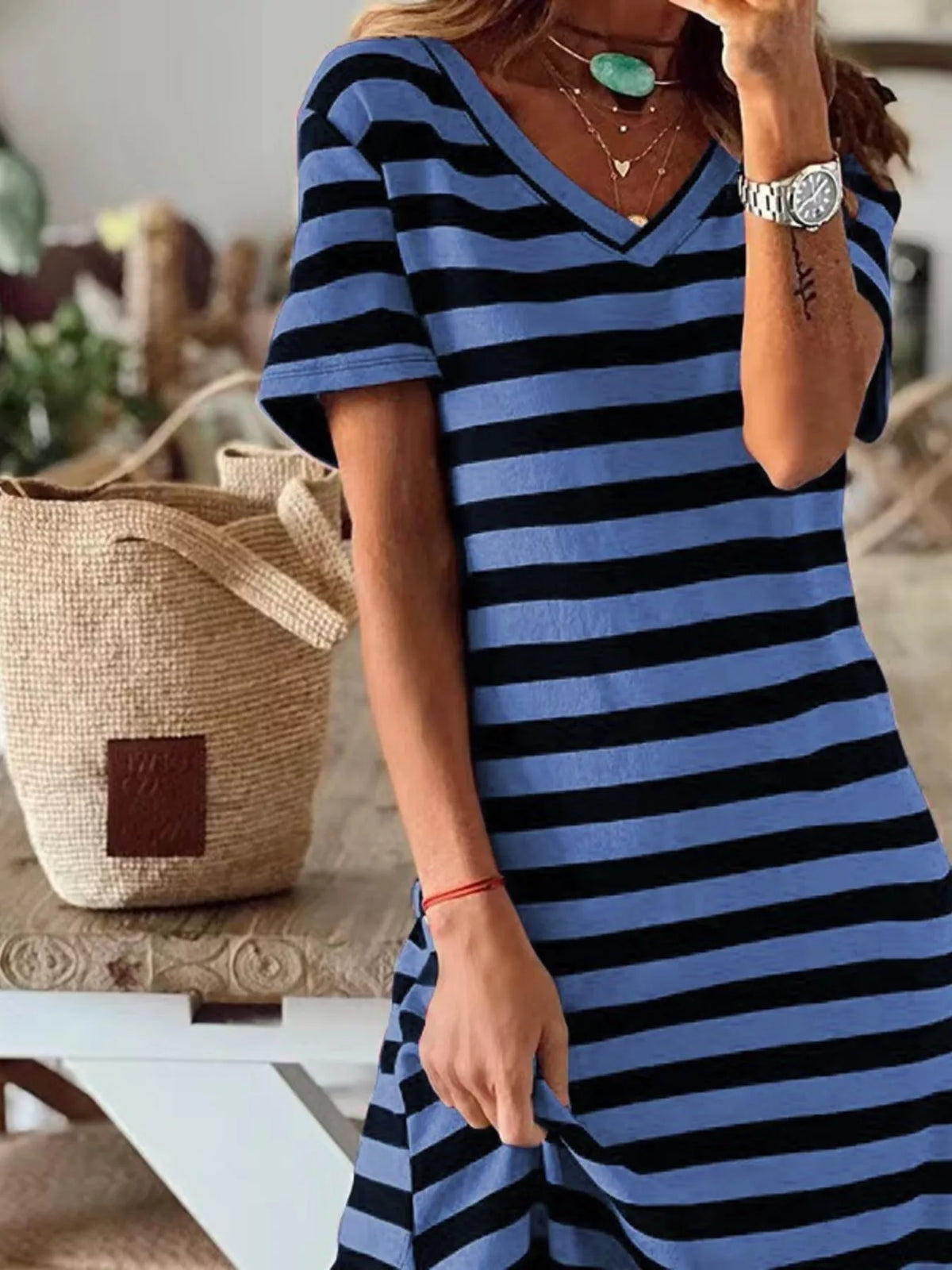 Robe midi Camille rayée – photo produit 3