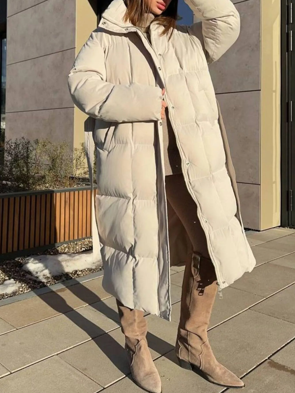 Manteau Évanie – long matelassé ceinturé – photo produit 2