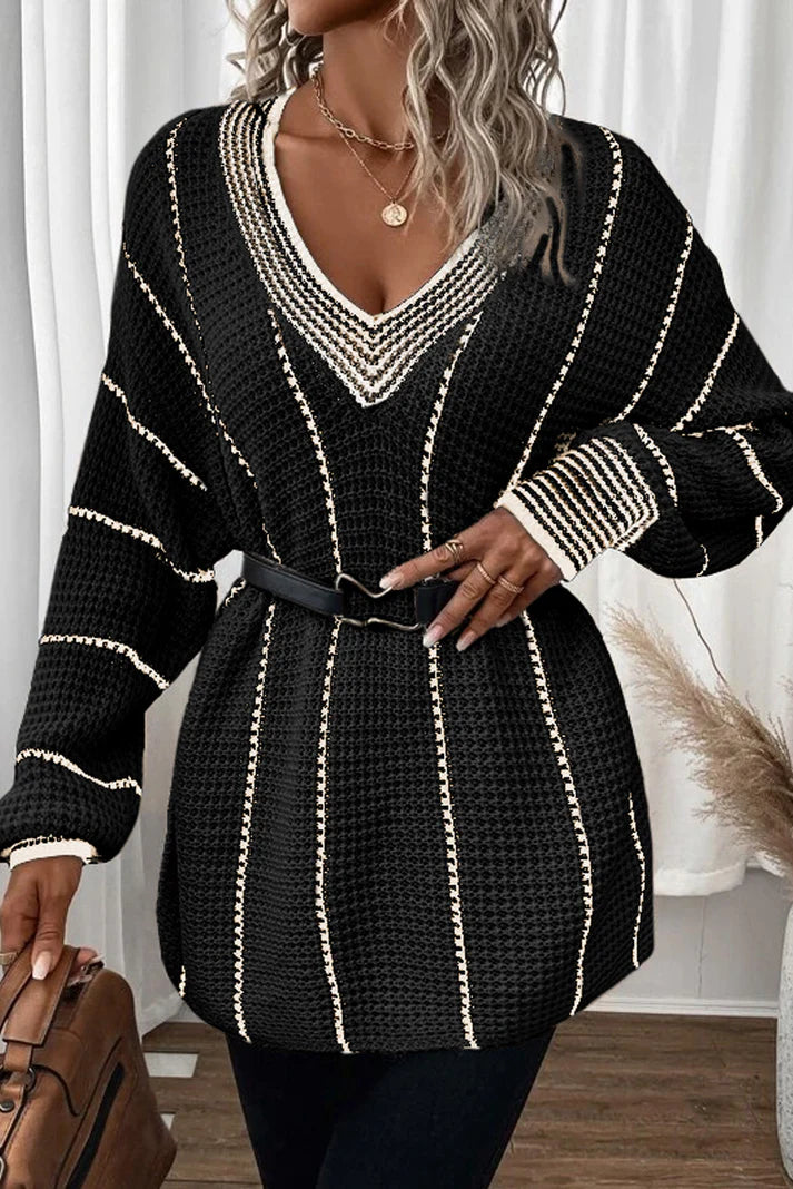Pull Tess rayé col V – photo produit 7