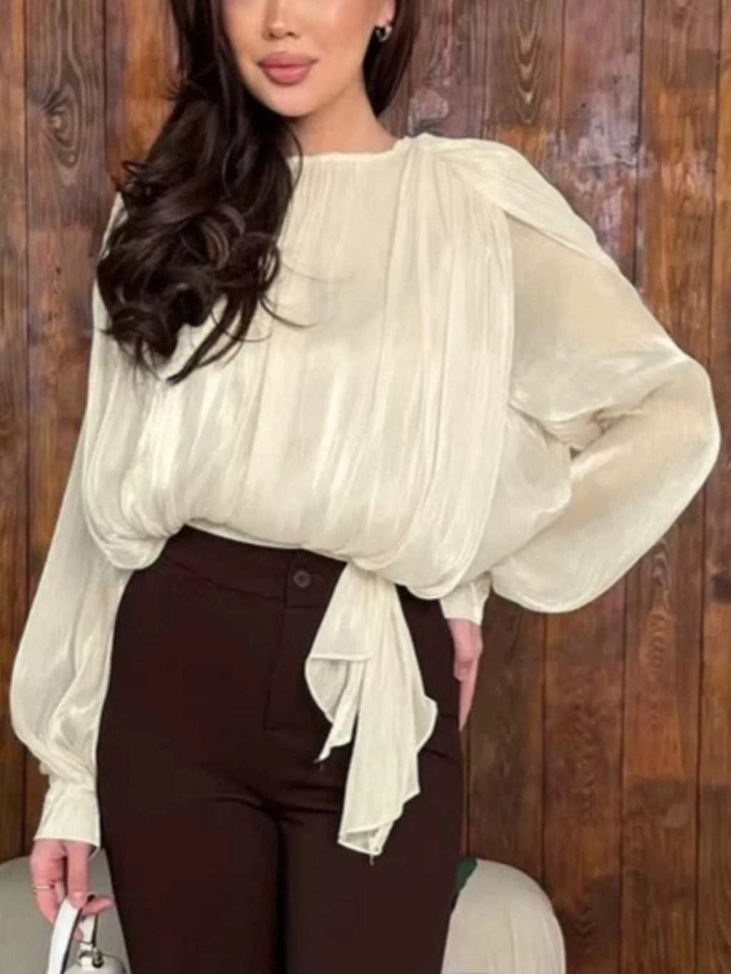 Blouse Zéphira – manches longues à nœud – photo produit 4