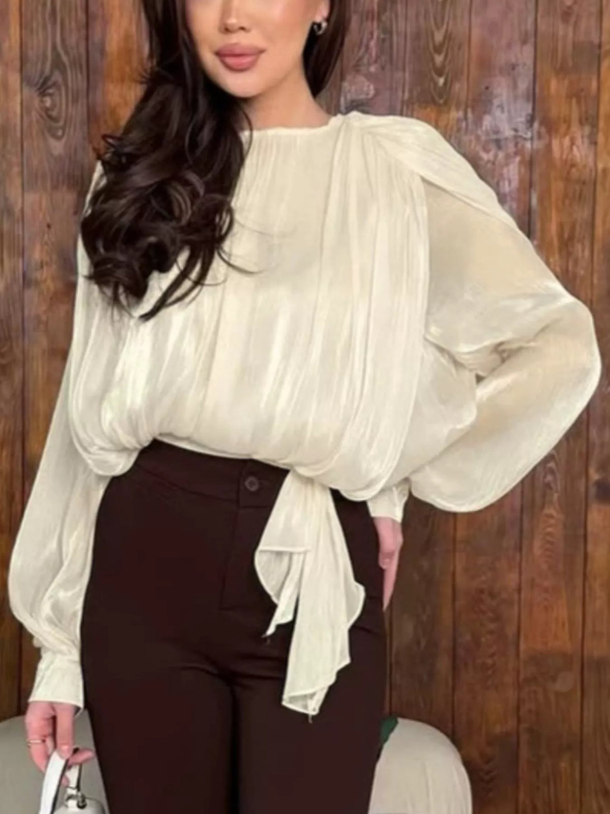 Blouse Zéphira – manches longues à nœud – photo produit 4