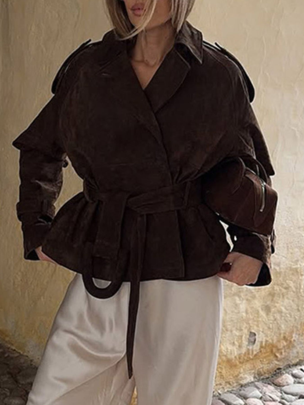 Manteau – Daphné col cranté ceinture – photo produit 3