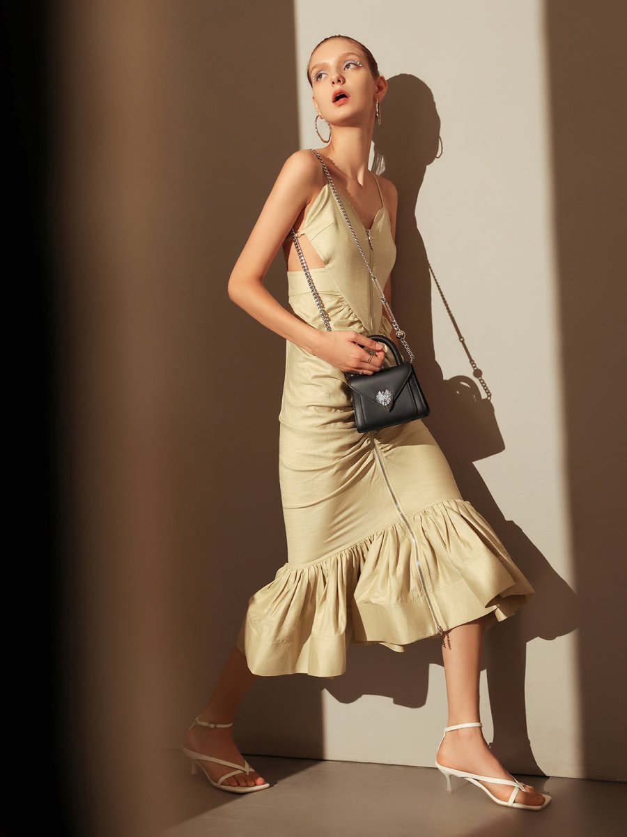 Sac Anthea en cuir à chaîne argentée – photo produit 5