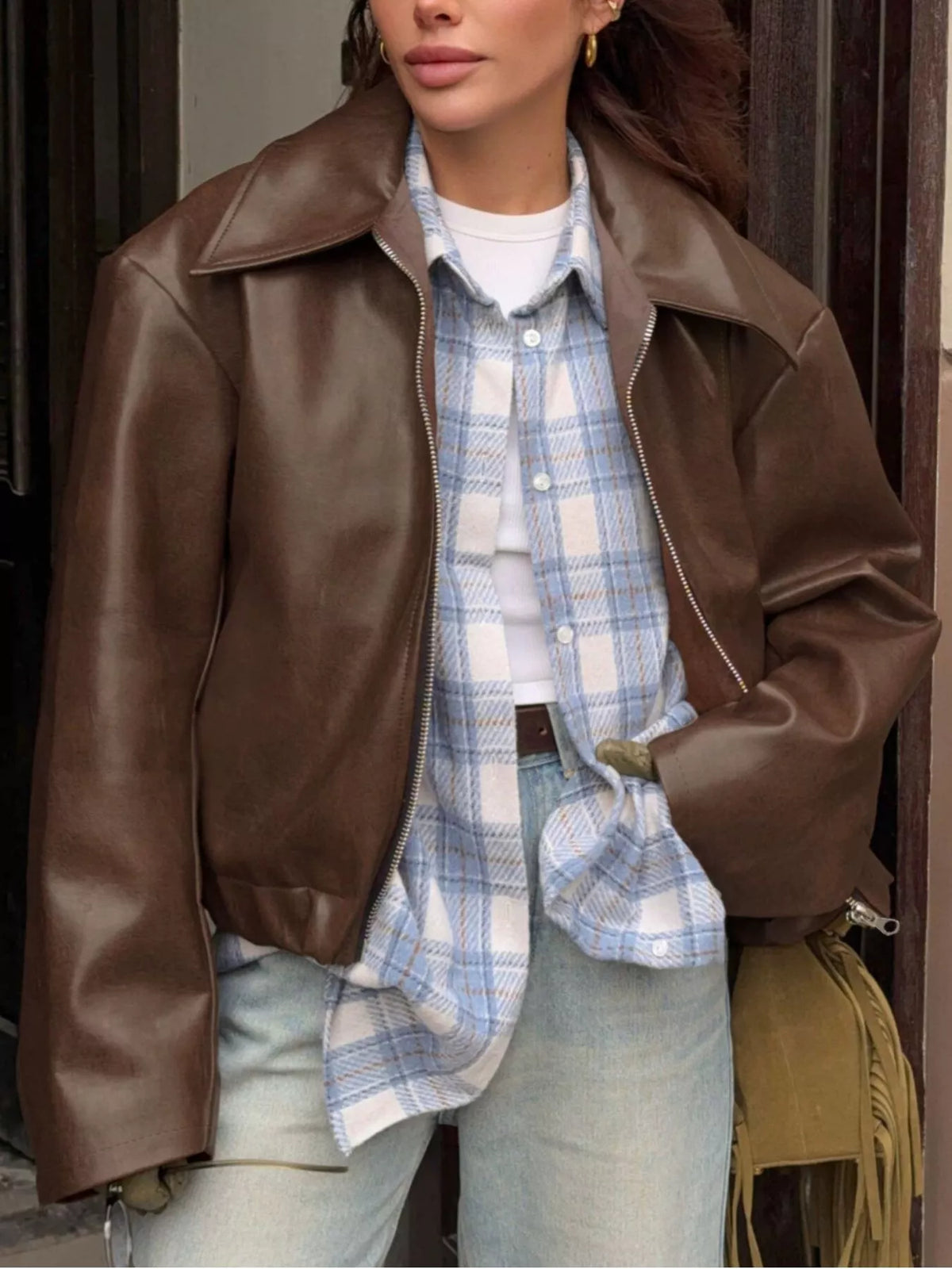Veste Maïa – zippée en simili cuir – photo produit 1