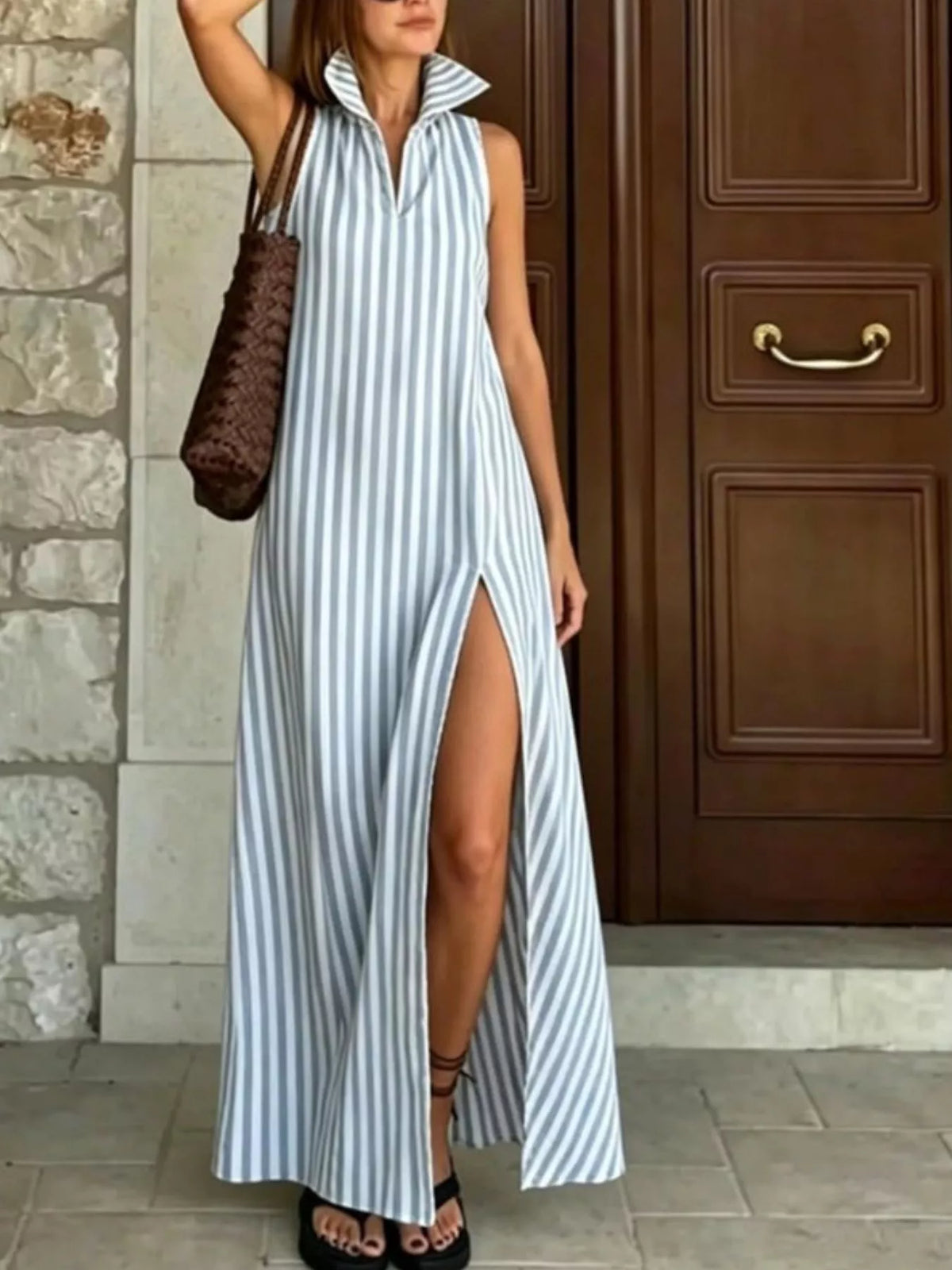 Robe longue Lina rayée – photo produit 2