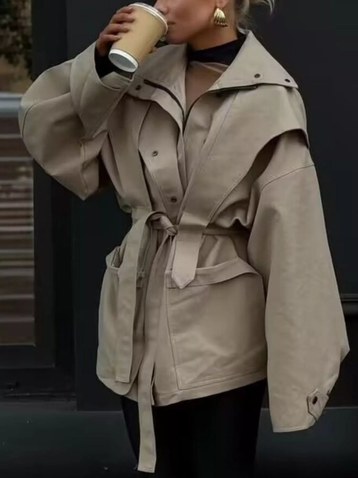 Trench Léonie – à pressions et ceinture nouée – photo produit 3