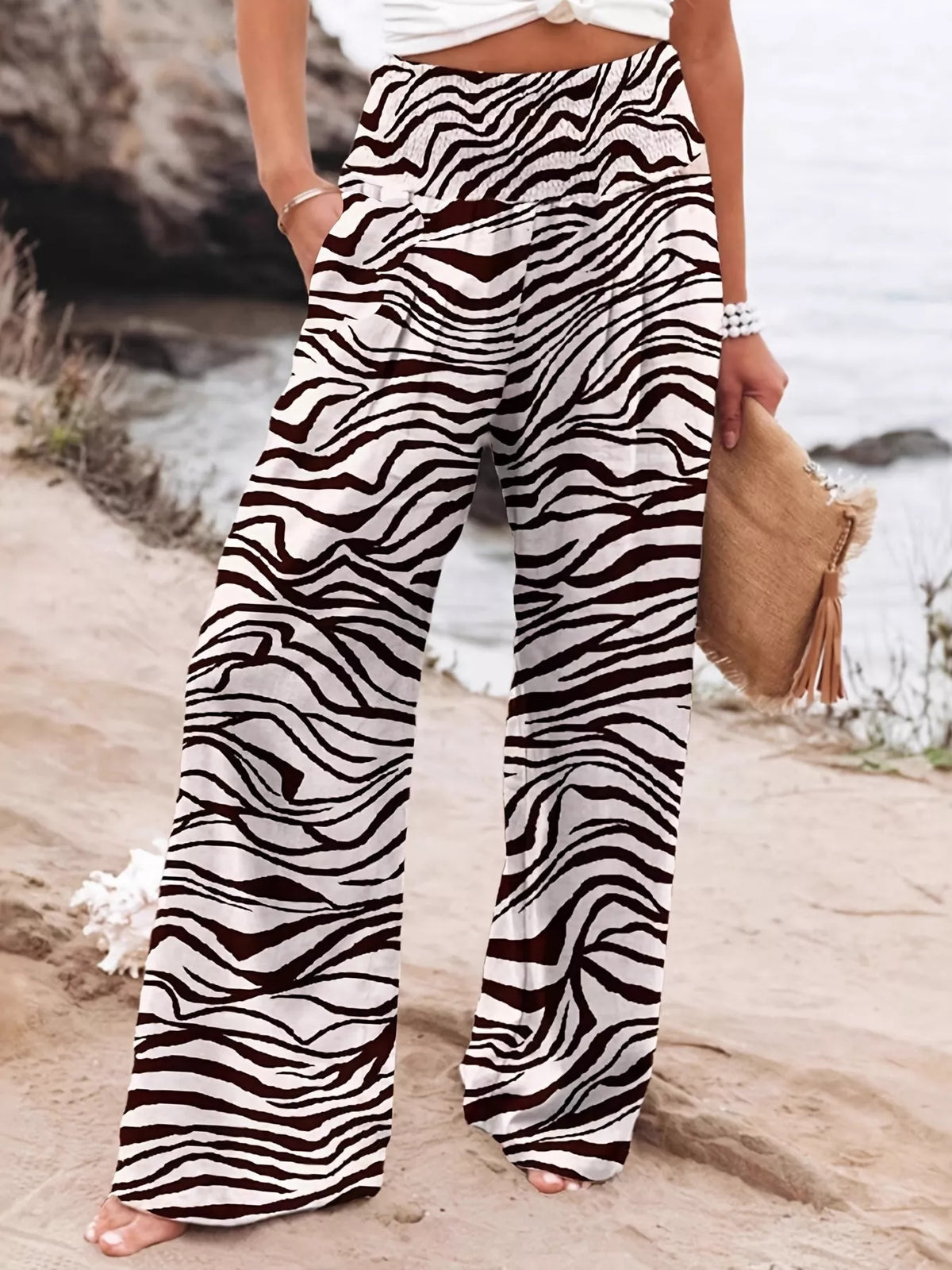 Pantalon zèbre Nina grande taille – photo produit 1
