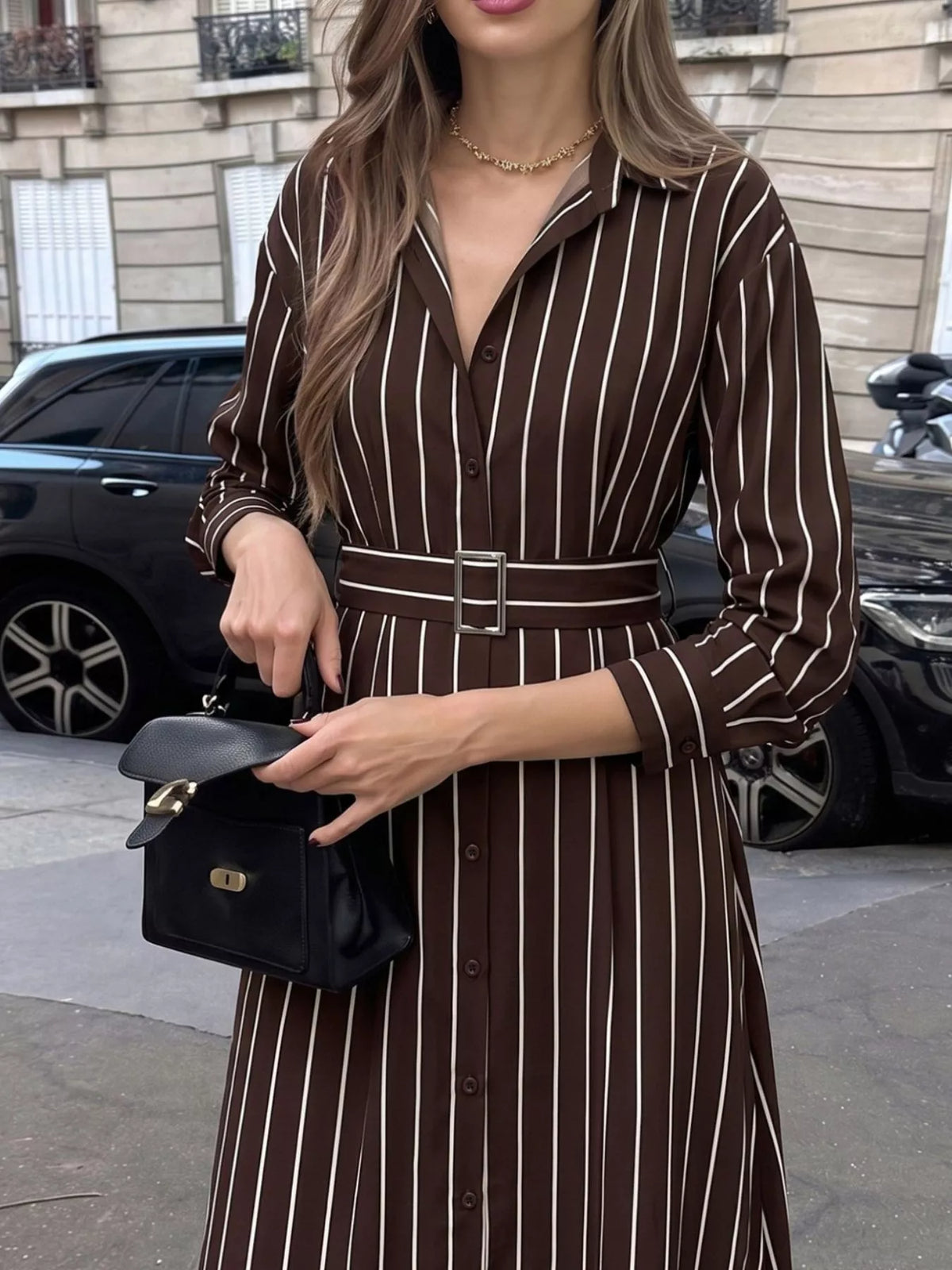 Robe chemise Clara rayée – photo produit 3