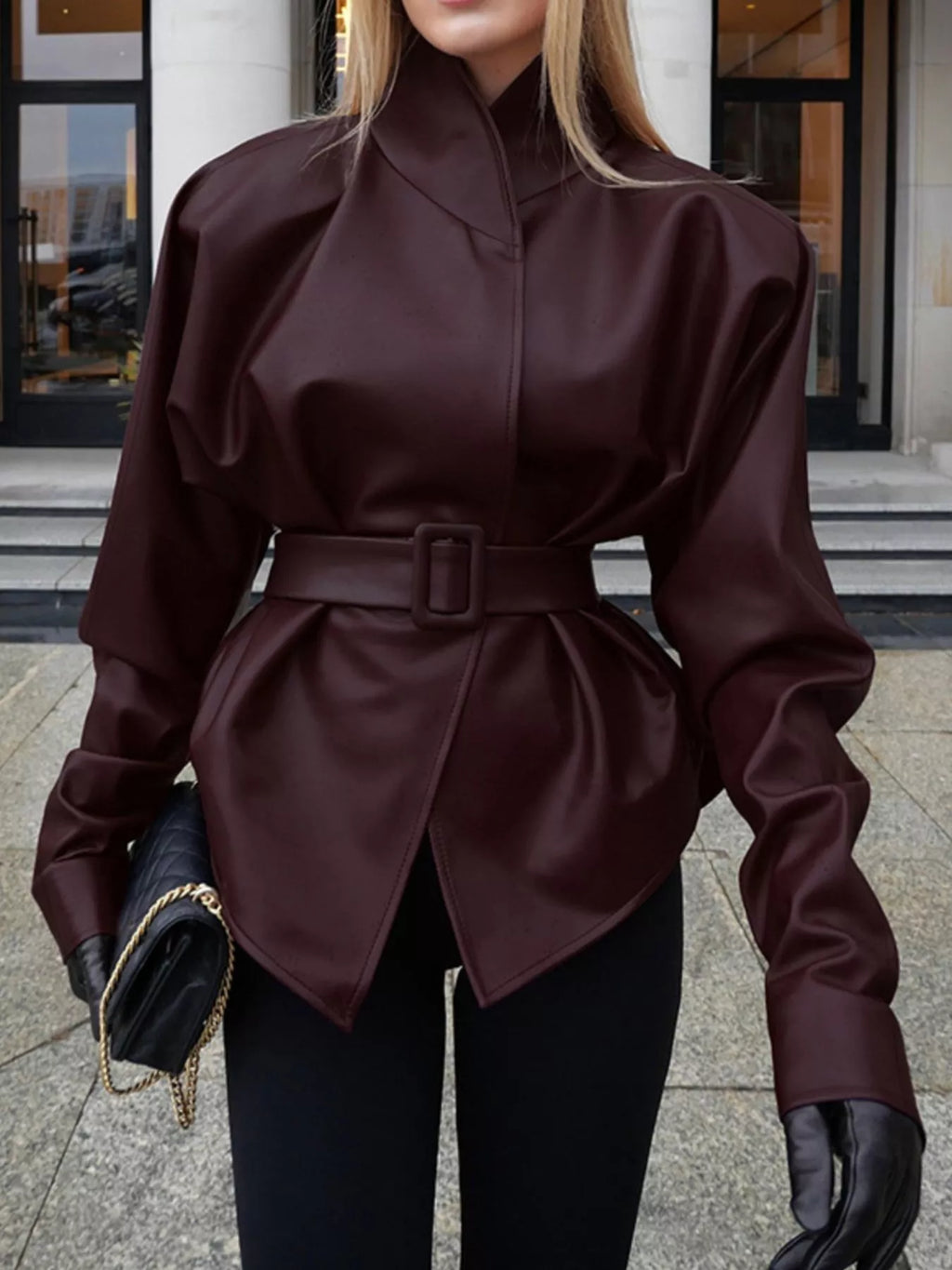 Veste Nina ceinturée effet cuir – photo produit 2