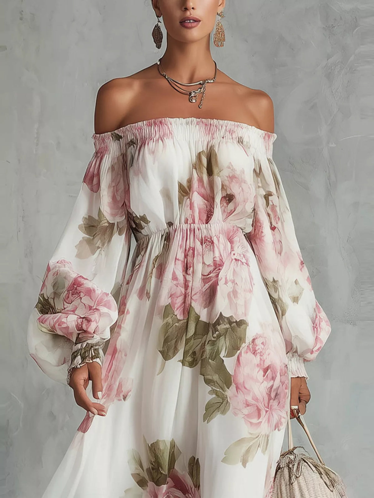 Robe longue Jade fleurie – photo produit 4