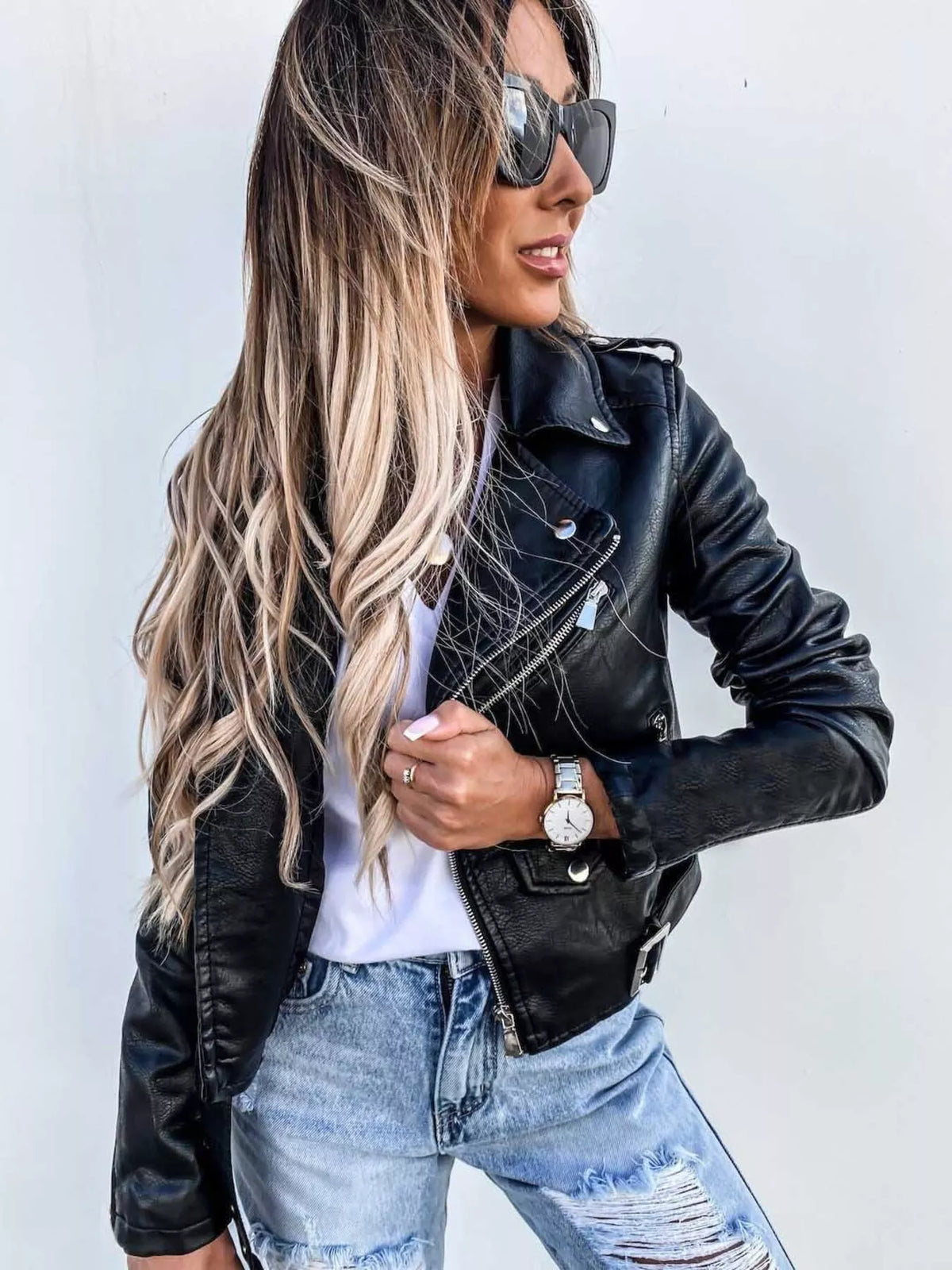 Veste biker Nina grande taille – photo produit 3