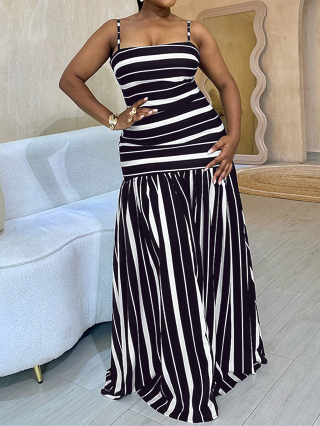 Robe longue Zoé rayée – photo produit 1