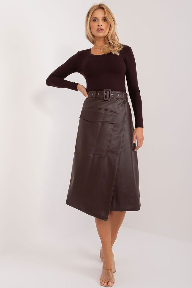 Cyselle Faux-Leather Wrap Skirt