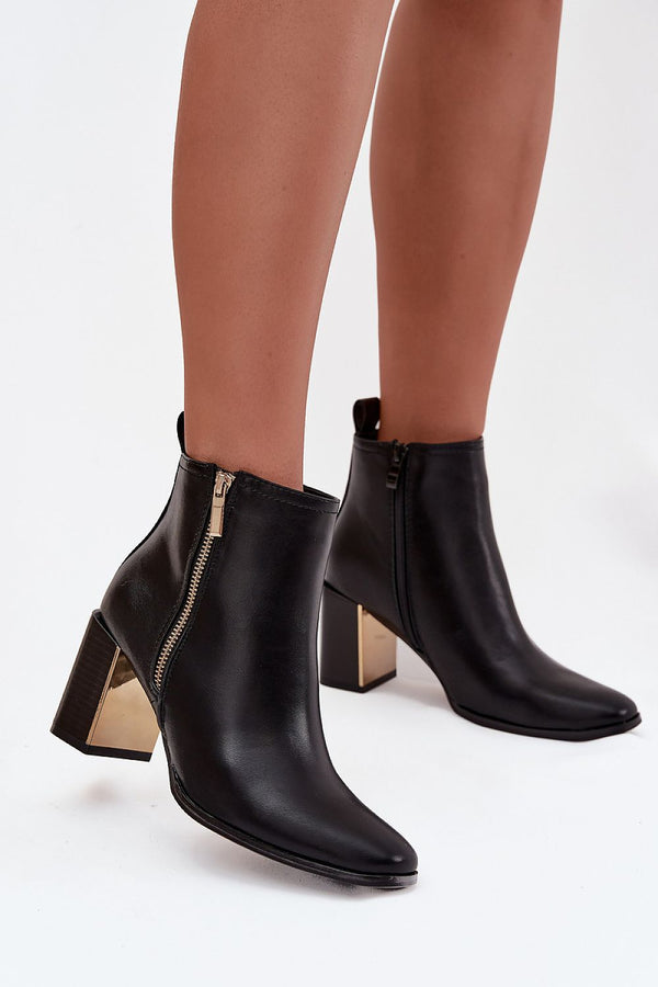 Bottines Amévia noires à zip décoratif