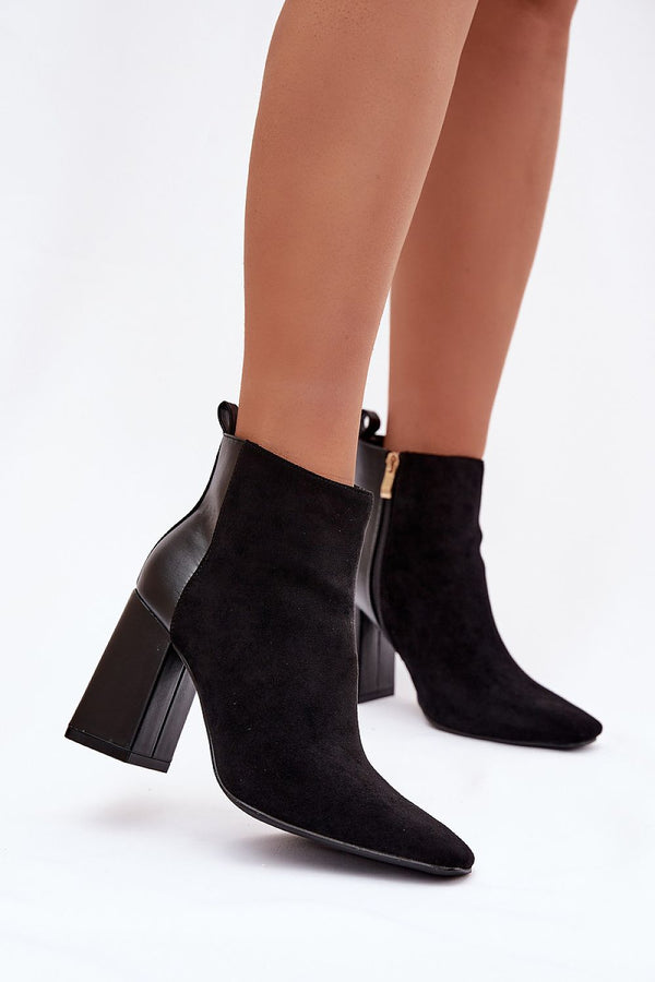 Bottines Doryssa bi-matière à talon stable