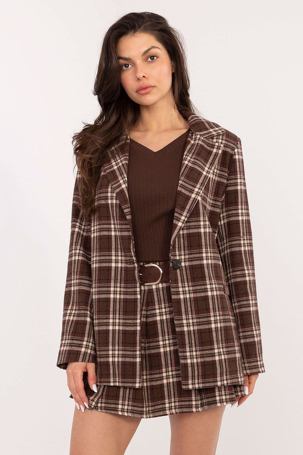 Blazer Giséline à carreaux un bouton
