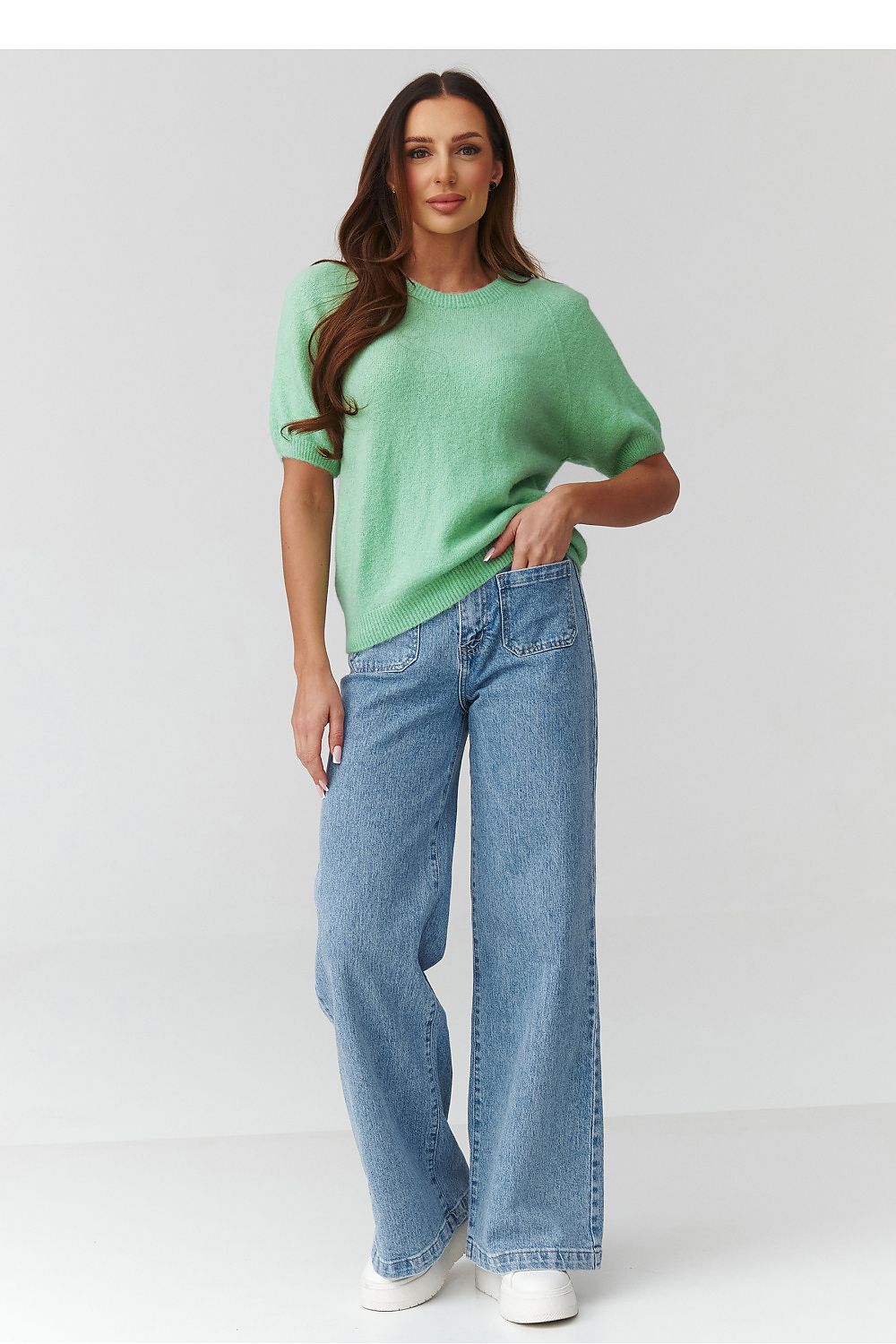 Pull Aurélise manches au coude vert