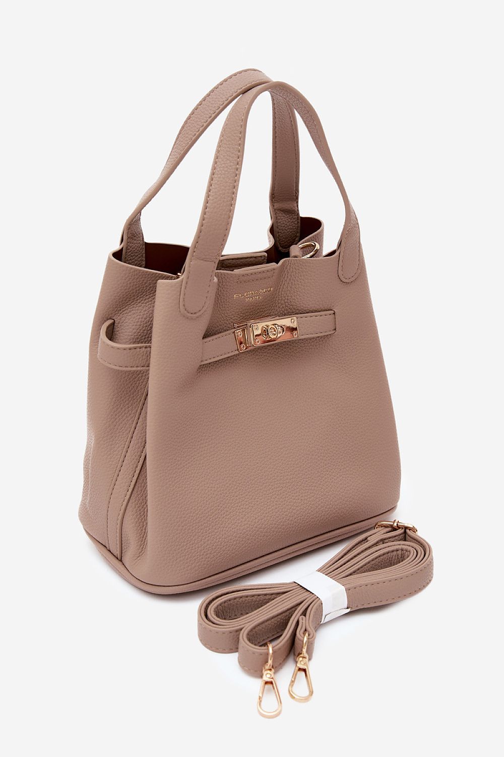 Sac Orélia structuré en éco-cuir beige – vue produit 1