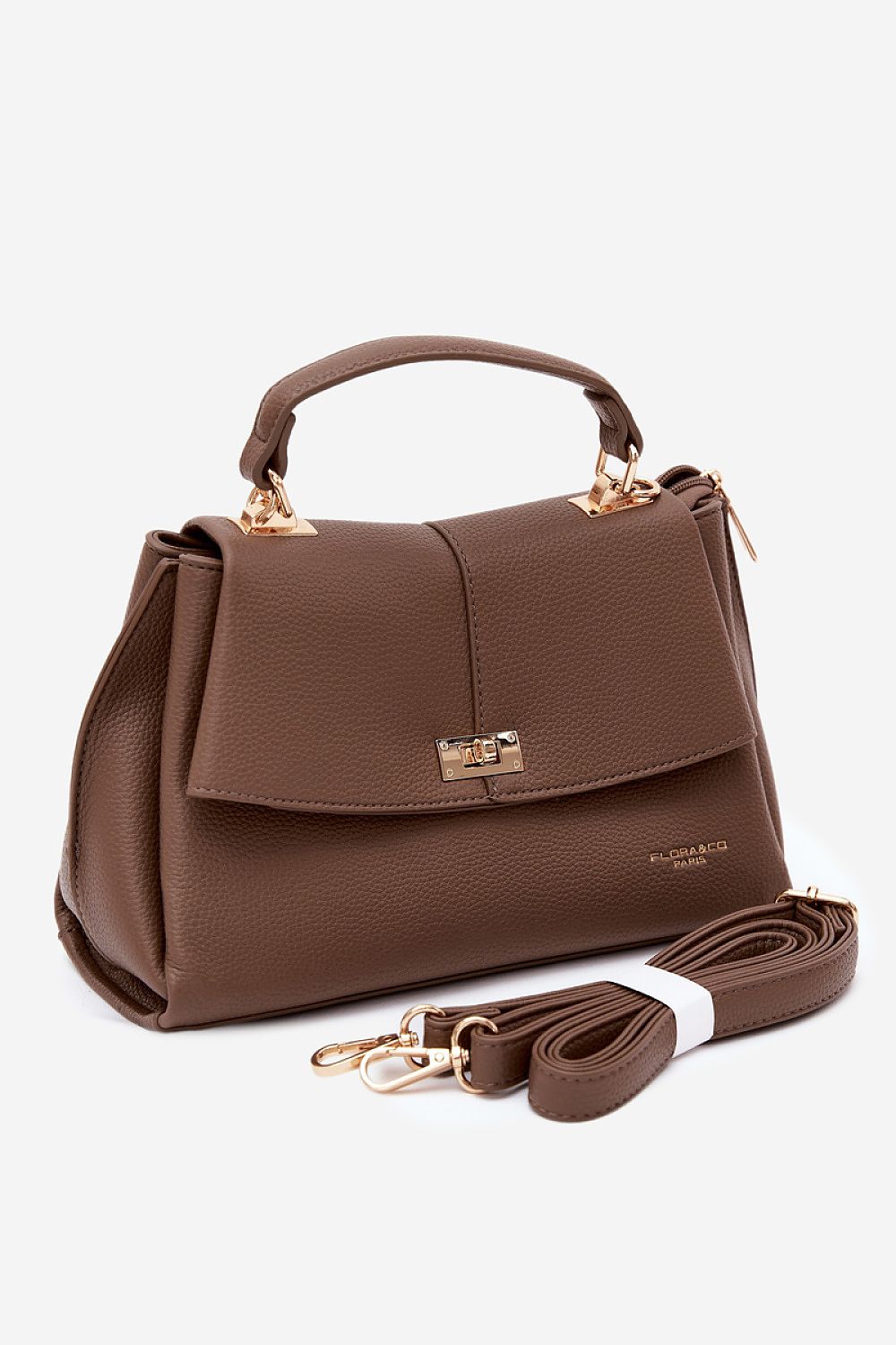 Sac Solya zippé en éco-cuir taupe – vue produit 1