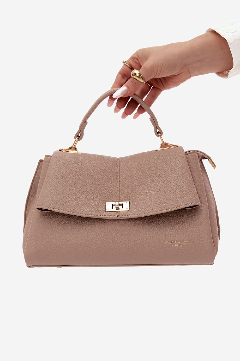 Sac Solya zippé en éco-cuir beige – vue produit 3