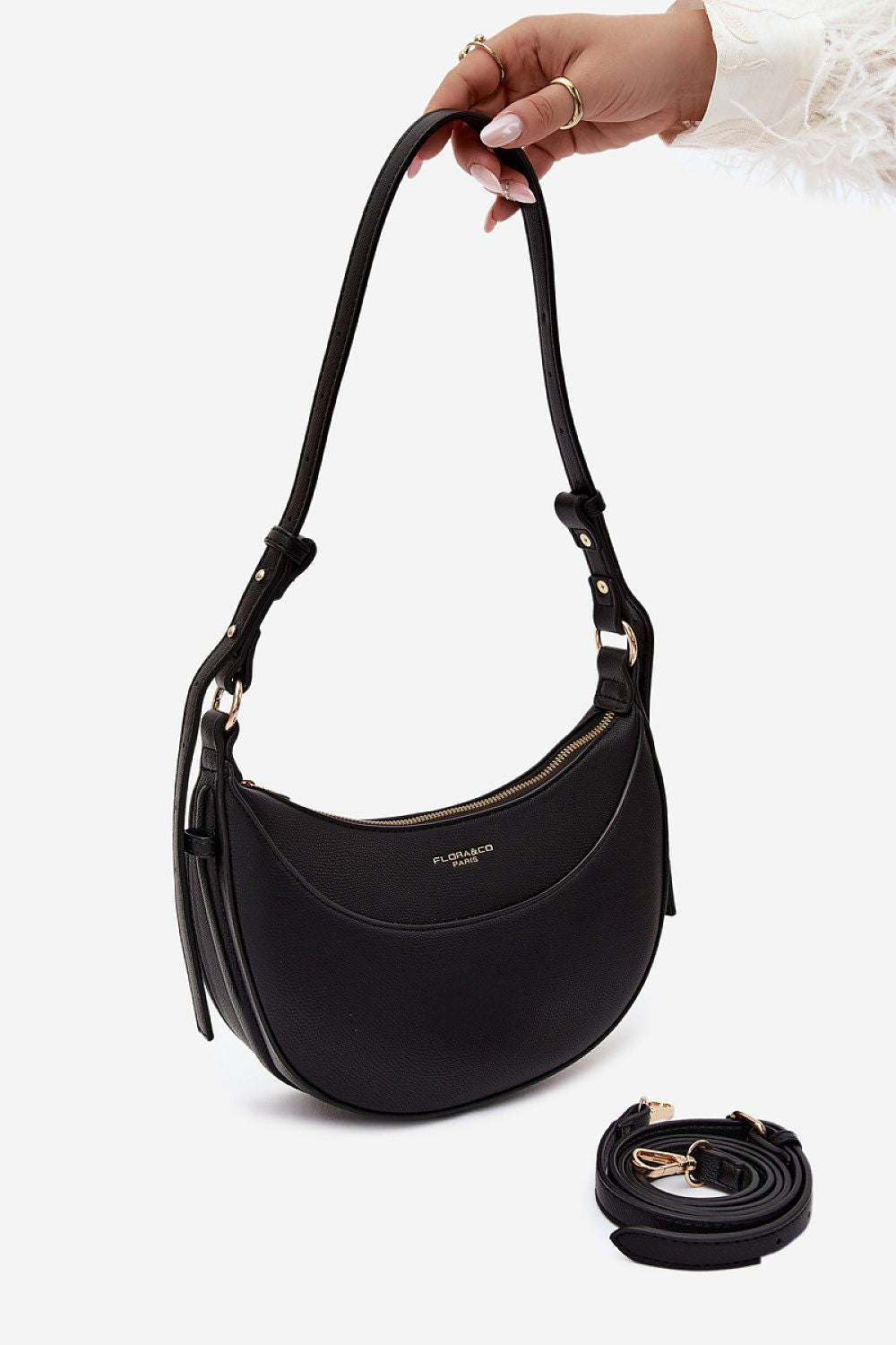 Sac Théoline compartimenté en similicuir noir – vue produit 1