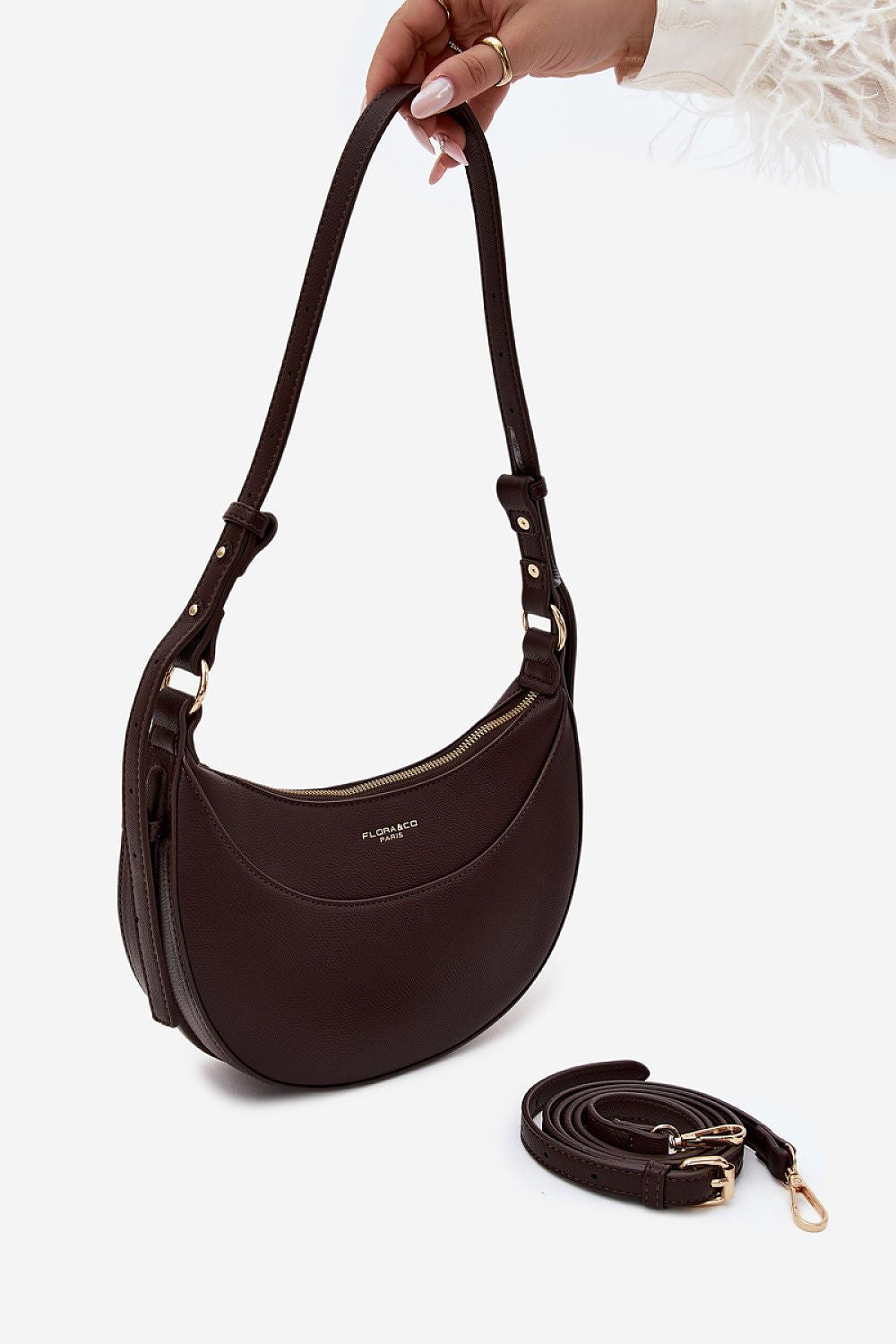 Sac Théoline compartimenté en similicuir marron – vue produit 1