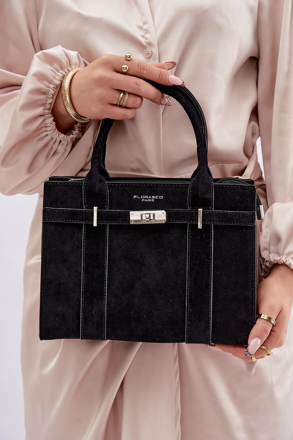 Sac Elviane en suédine noir – vue produit 3