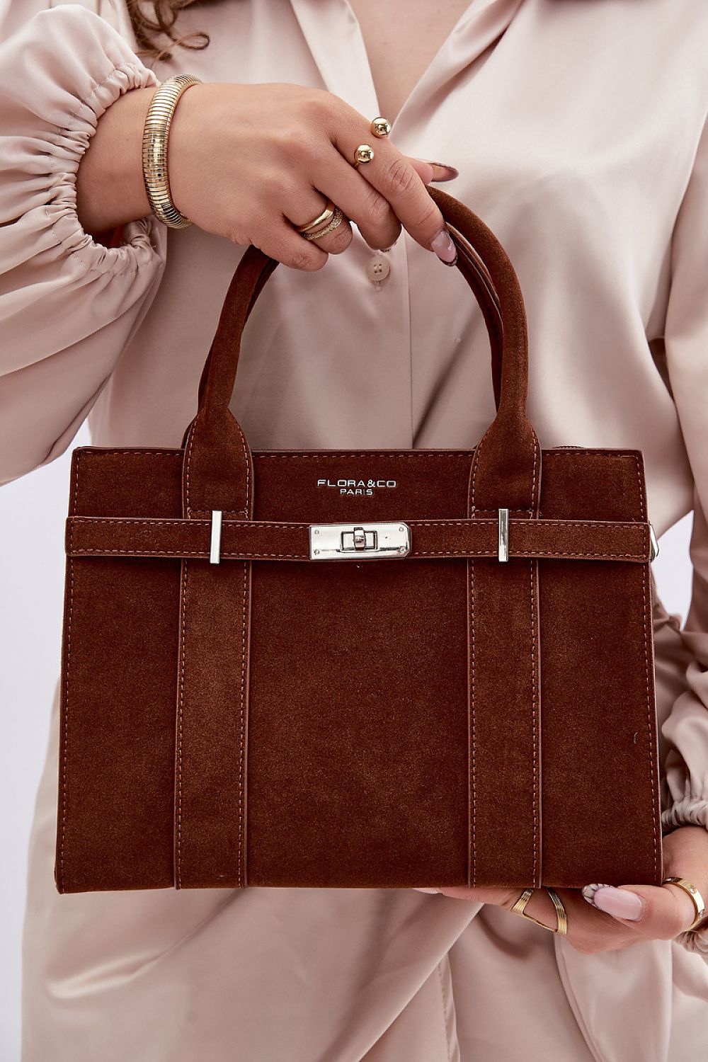Sac Elviane en suédine marron – vue produit 3