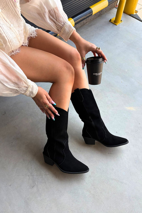 Bottes Mavélia western en daim